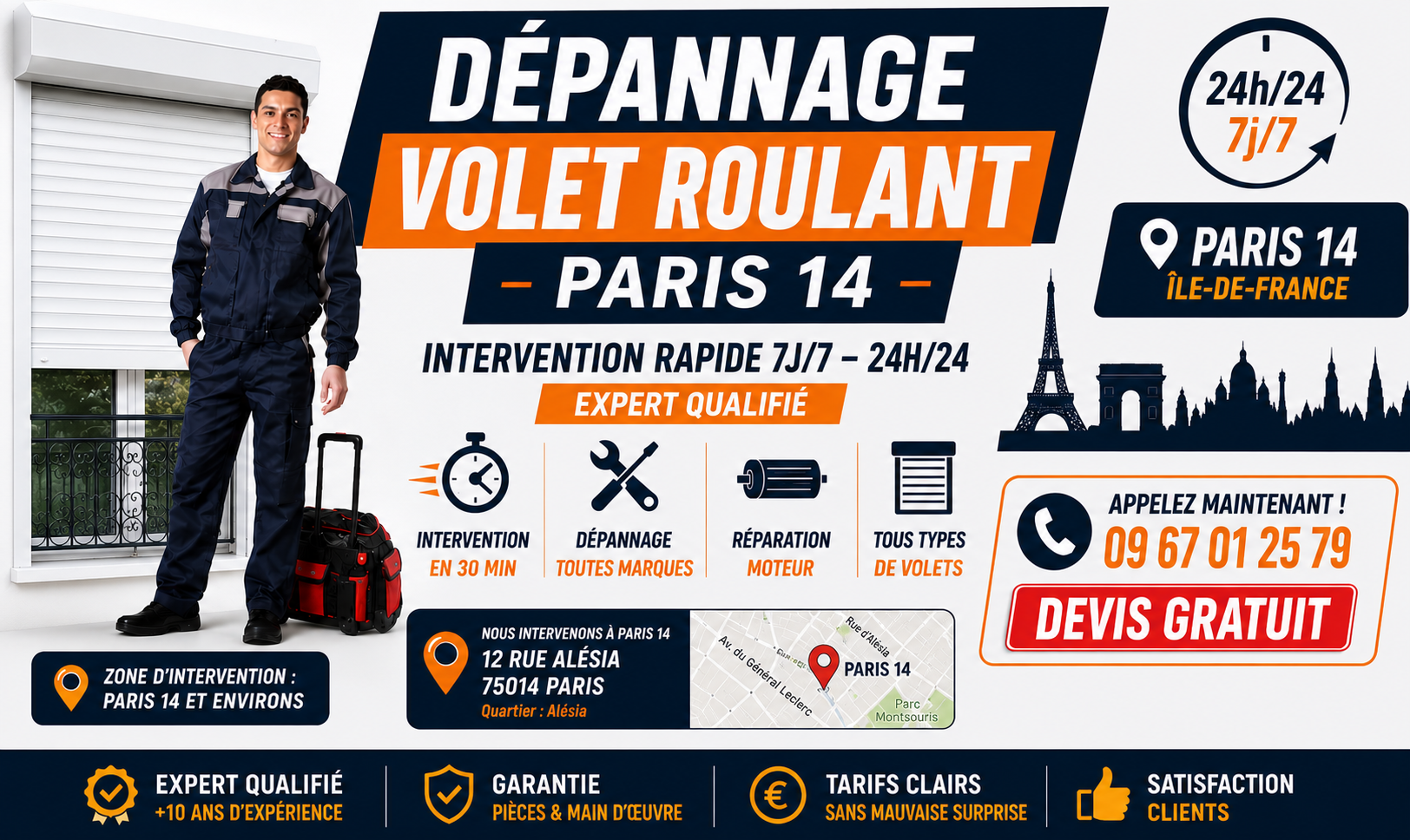dépannage volet roulant paris 14